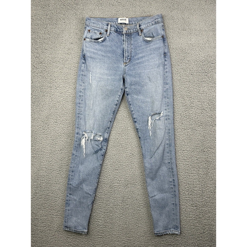 AGOLDE Sophie Ankle Skinny Jeans Womens 27 Blue Stretch Distressed A123-3002